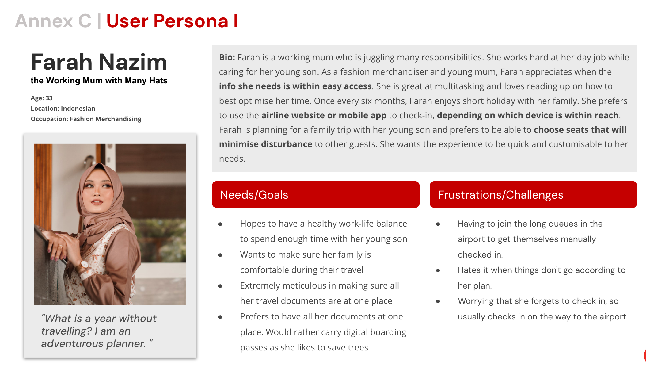 User Persona I — Farah Nazim, the Working Mum with Many Hats